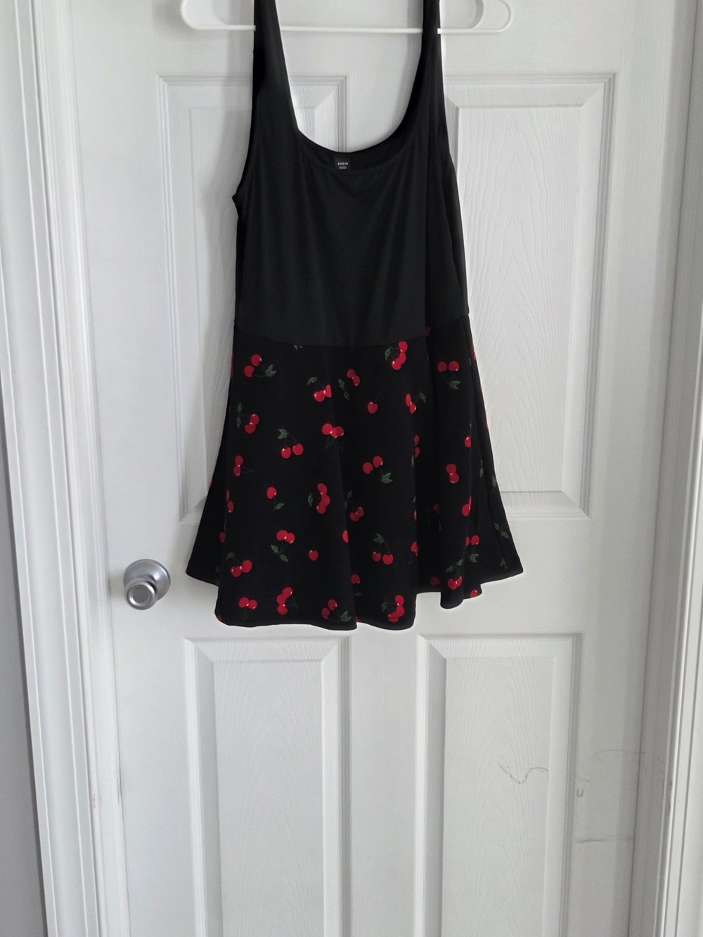 SHEIN Black Dress with Red Cherry Print Skirt
